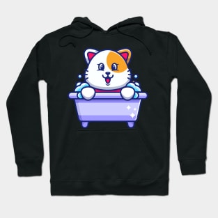 Cute cat in a bathtub cartoon character Hoodie